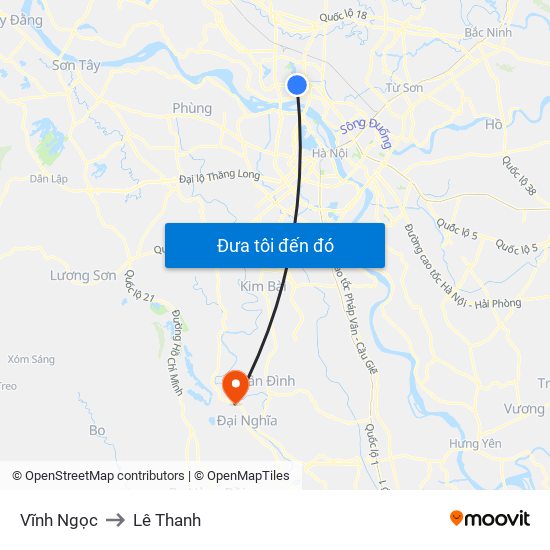 Vĩnh Ngọc to Lê Thanh map