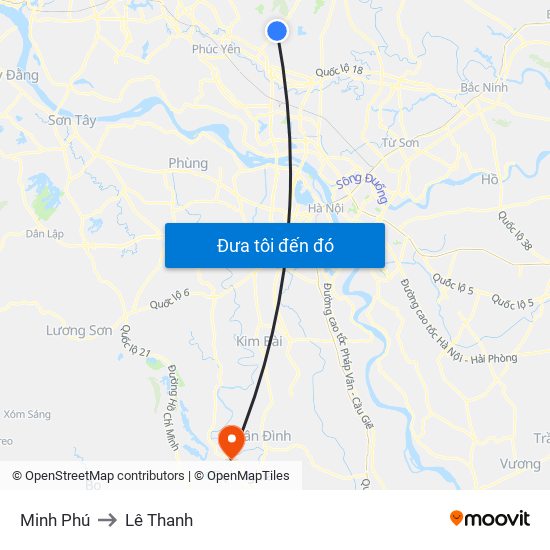 Minh Phú to Lê Thanh map
