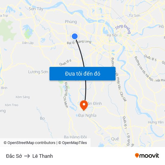 Đắc Sở to Lê Thanh map