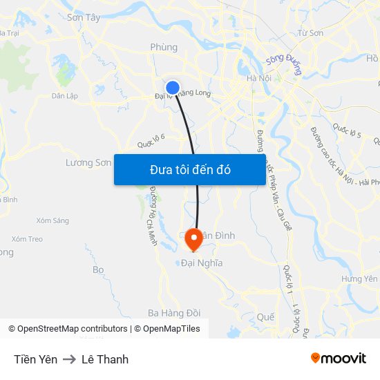Tiền Yên to Lê Thanh map