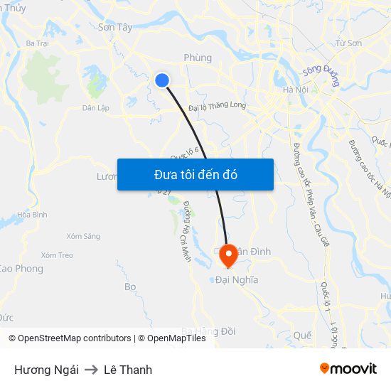 Hương Ngải to Lê Thanh map