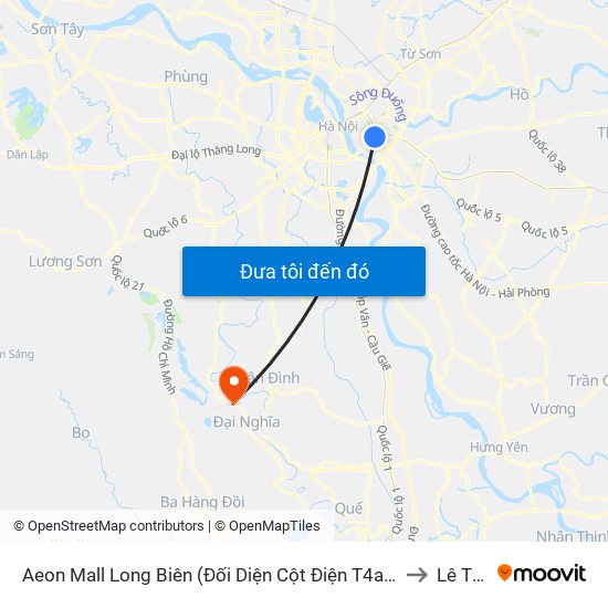 Aeon Mall Long Biên (Đối Diện Cột Điện T4a/2a-B Đường Cổ Linh) to Lê Thanh map