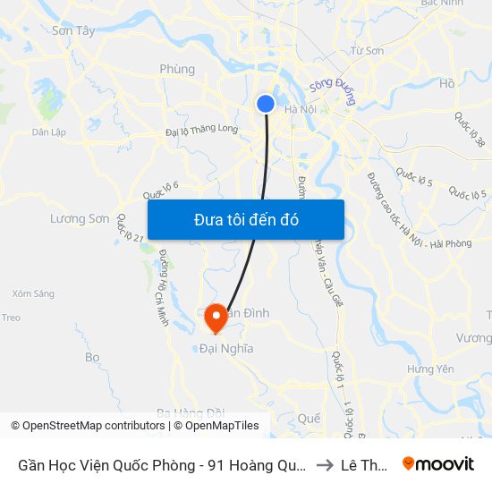 Gần Học Viện Quốc Phòng - 91 Hoàng Quốc Việt to Lê Thanh map
