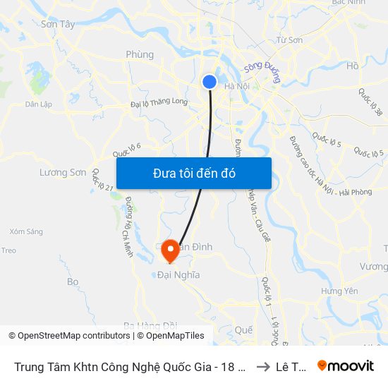 Trung Tâm Khtn Công Nghệ Quốc Gia - 18 Hoàng Quốc Việt to Lê Thanh map