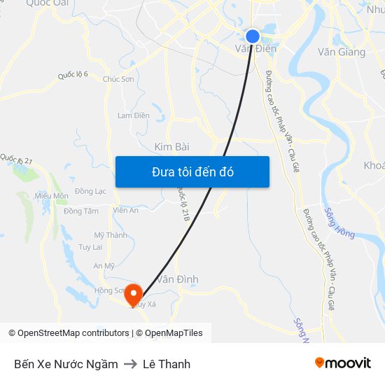 Bến Xe Nước Ngầm to Lê Thanh map