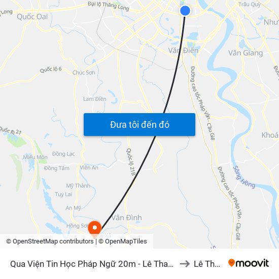 Qua Viện Tin Học Pháp Ngữ 20m - Lê Thanh Nghị to Lê Thanh map