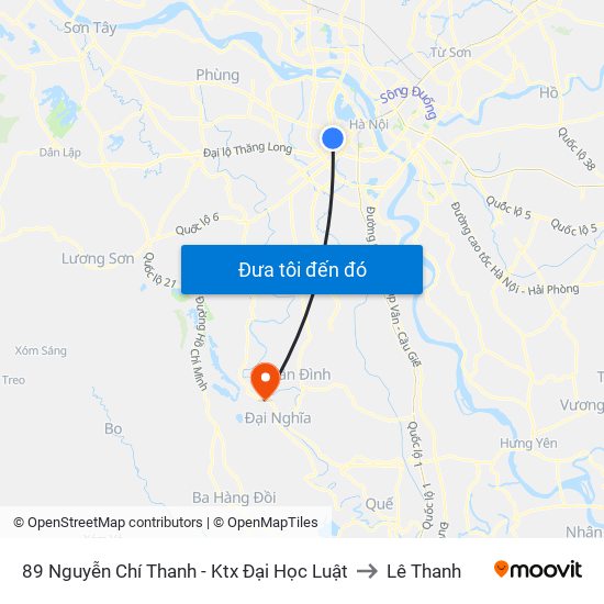 89 Nguyễn Chí Thanh - Ktx Đại Học Luật to Lê Thanh map