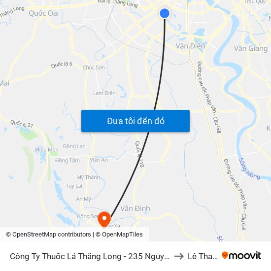 Công Ty Thuốc Lá Thăng Long - 235 Nguyễn Trãi to Lê Thanh map