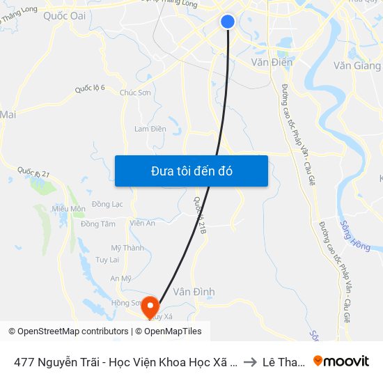 477 Nguyễn Trãi - Học Viện Khoa Học Xã Hội to Lê Thanh map