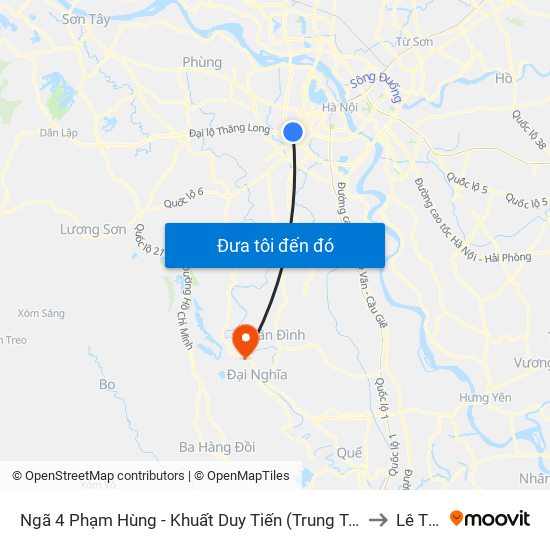 Ngã 4 Phạm Hùng - Khuất Duy Tiến (Trung Tâm Hội Nghị Quốc Gia) to Lê Thanh map