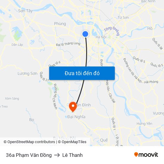 36a Phạm Văn Đồng to Lê Thanh map