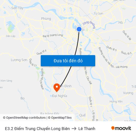 E3.2 Điểm Trung Chuyển Long Biên to Lê Thanh map