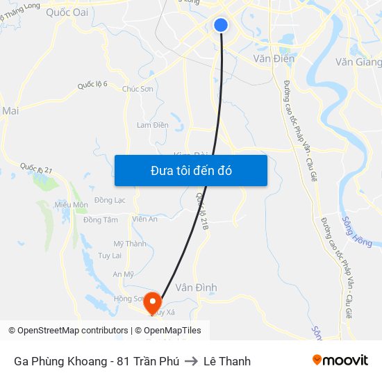 Ga Phùng Khoang - 81 Trần Phú to Lê Thanh map