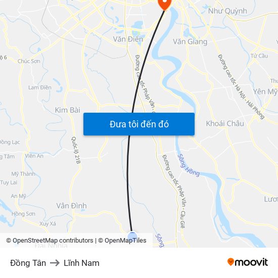 Đồng Tân to Lĩnh Nam map