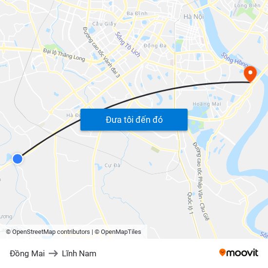 Đồng Mai to Lĩnh Nam map