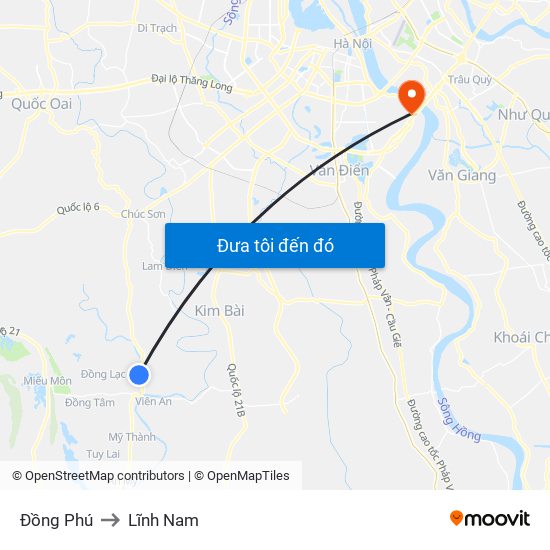 Đồng Phú to Lĩnh Nam map