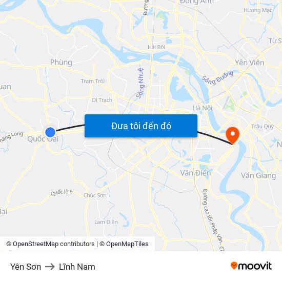 Yên Sơn to Lĩnh Nam map