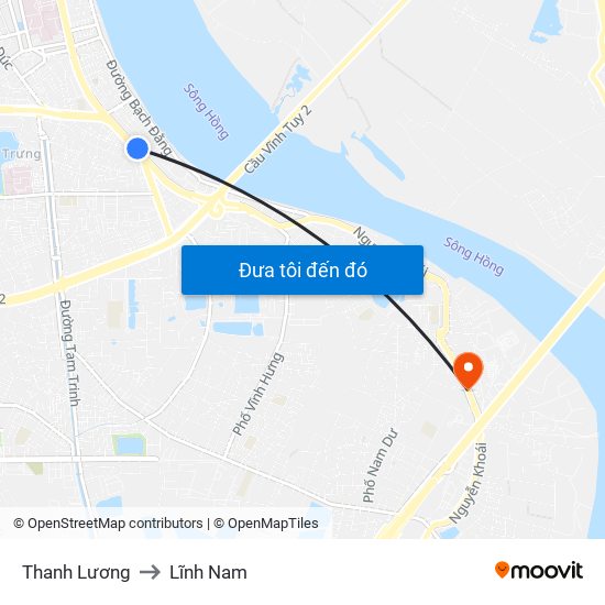 Thanh Lương to Lĩnh Nam map