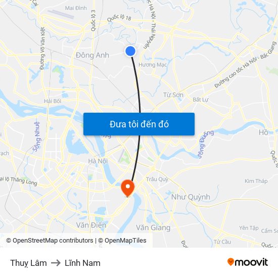 Thuỵ Lâm to Lĩnh Nam map