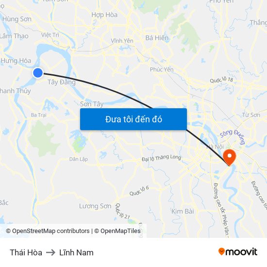 Thái Hòa to Lĩnh Nam map