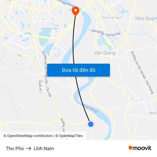 Thư Phú to Lĩnh Nam map