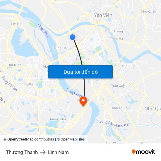 Thượng Thanh to Lĩnh Nam map