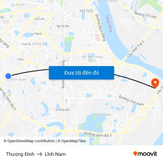 Thượng Đình to Lĩnh Nam map