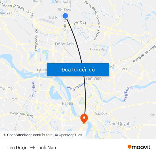 Tiên Dược to Lĩnh Nam map