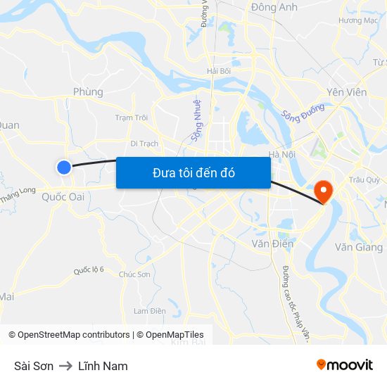 Sài Sơn to Lĩnh Nam map