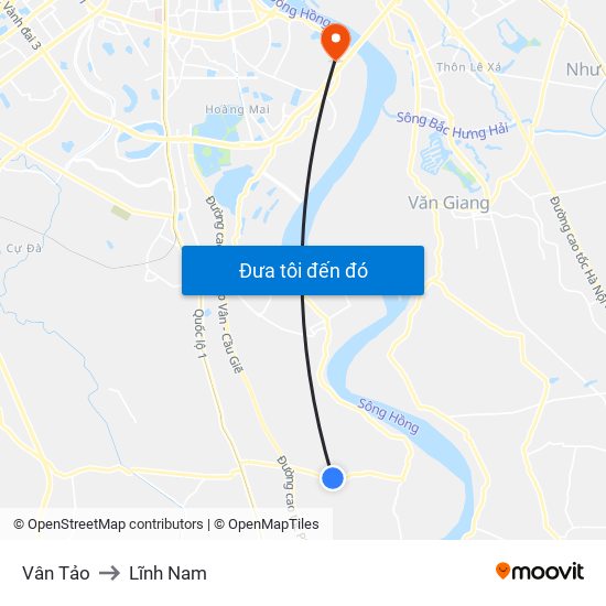 Vân Tảo to Lĩnh Nam map