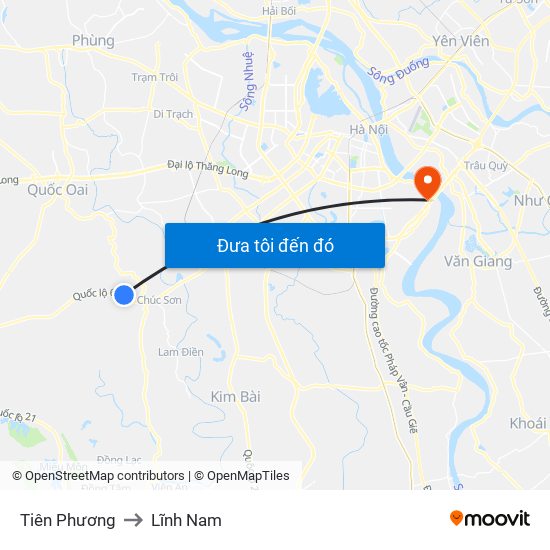 Tiên Phương to Lĩnh Nam map