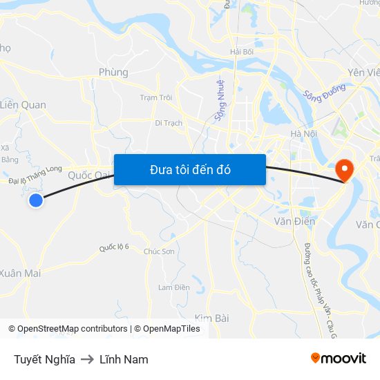 Tuyết Nghĩa to Lĩnh Nam map