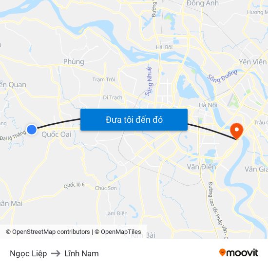 Ngọc Liệp to Lĩnh Nam map