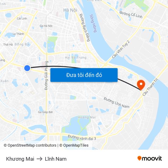 Khương Mai to Lĩnh Nam map
