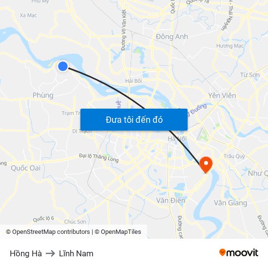 Hồng Hà to Lĩnh Nam map