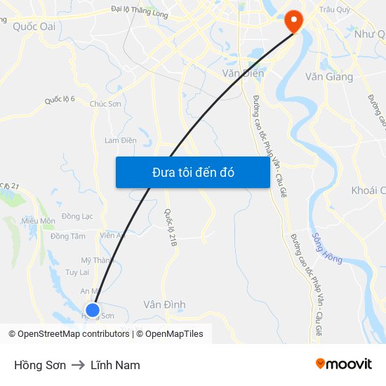 Hồng Sơn to Lĩnh Nam map