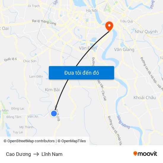Cao Dương to Lĩnh Nam map