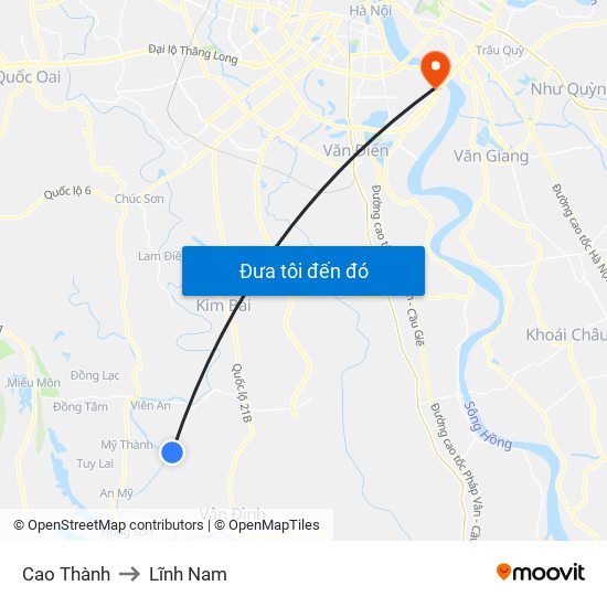 Cao Thành to Lĩnh Nam map