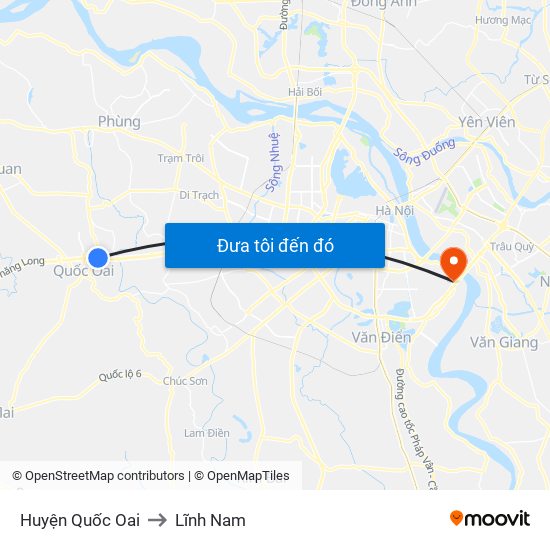 Huyện Quốc Oai to Lĩnh Nam map