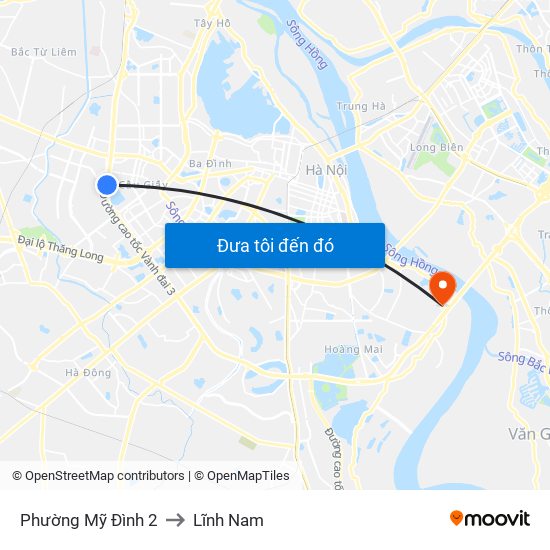 Phường Mỹ Đình 2 to Lĩnh Nam map