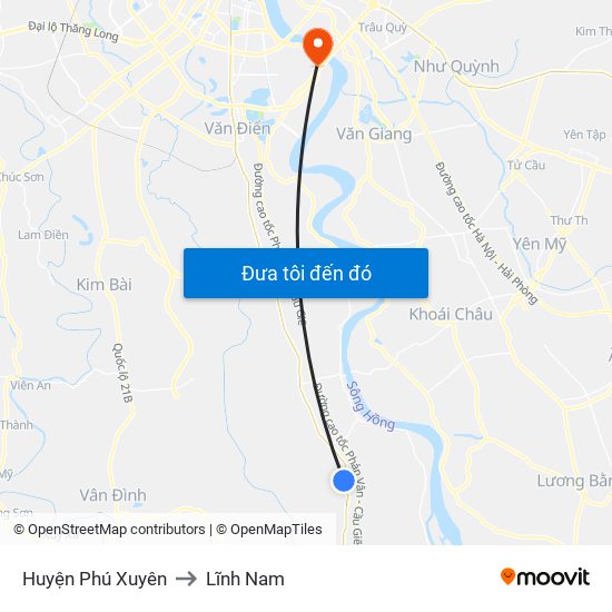 Huyện Phú Xuyên to Lĩnh Nam map