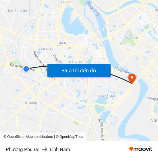 Phường Phú Đô to Lĩnh Nam map