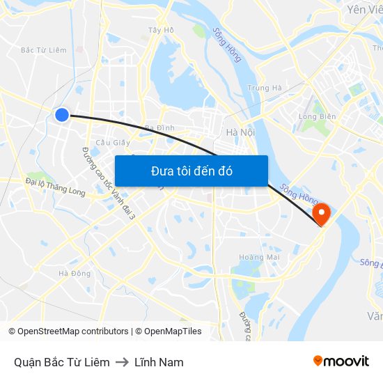 Quận Bắc Từ Liêm to Lĩnh Nam map