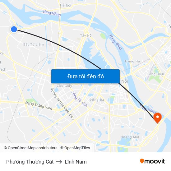 Phường Thượng Cát to Lĩnh Nam map