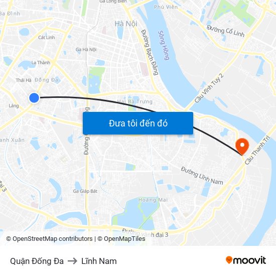 Quận Đống Đa to Lĩnh Nam map