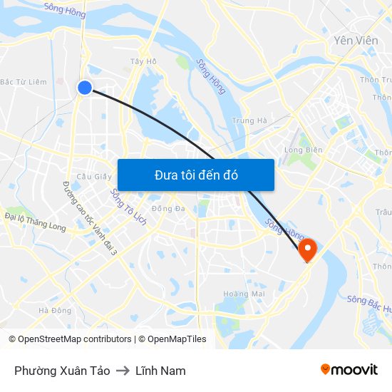 Phường Xuân Tảo to Lĩnh Nam map