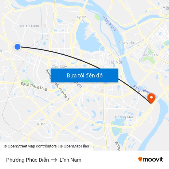 Phường Phúc Diễn to Lĩnh Nam map