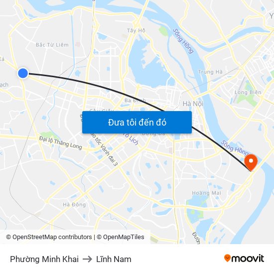 Phường Minh Khai to Lĩnh Nam map