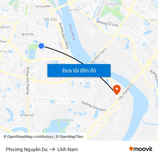 Phường Nguyễn Du to Lĩnh Nam map