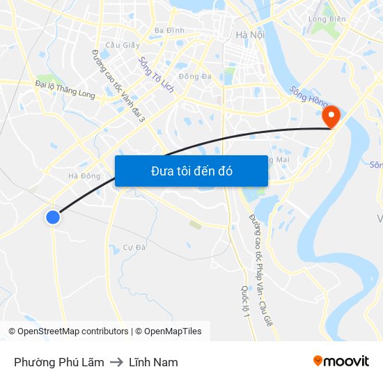 Phường Phú Lãm to Lĩnh Nam map